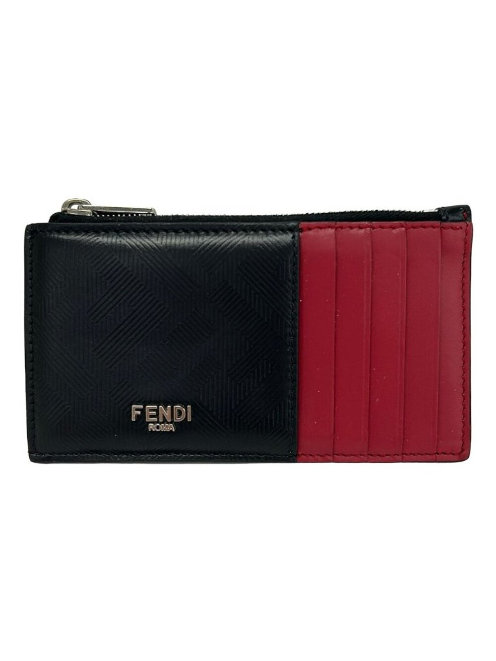 Fendi Coin Purse Black Red Leather